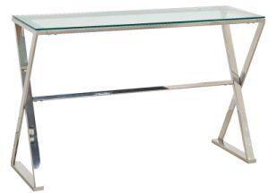 Nordic Luxury Long Mirror Glass Stainless Steel Folding Console Table Furniture for Living Room