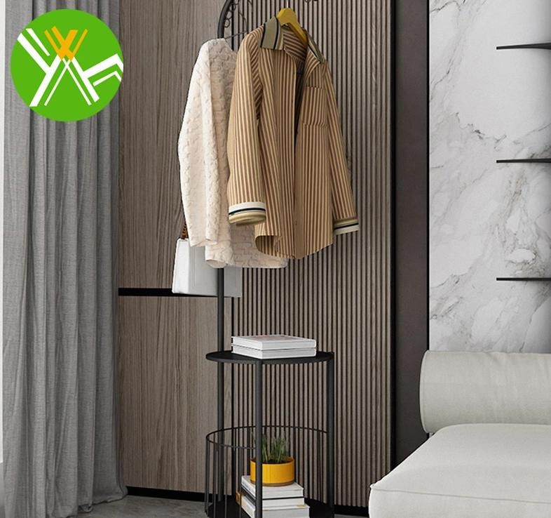 Gold Shop Fitting Popular Design Stainless Steel Clothing Display Stand Shelf Hanging Rail Rack with LED