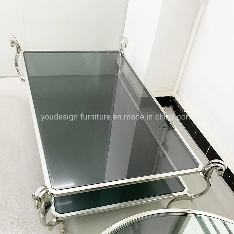 Living Room Modern Square Mirrored Glass Silver Centre Coffee Table Set Designs Furniture in Living Room Coffee Tables