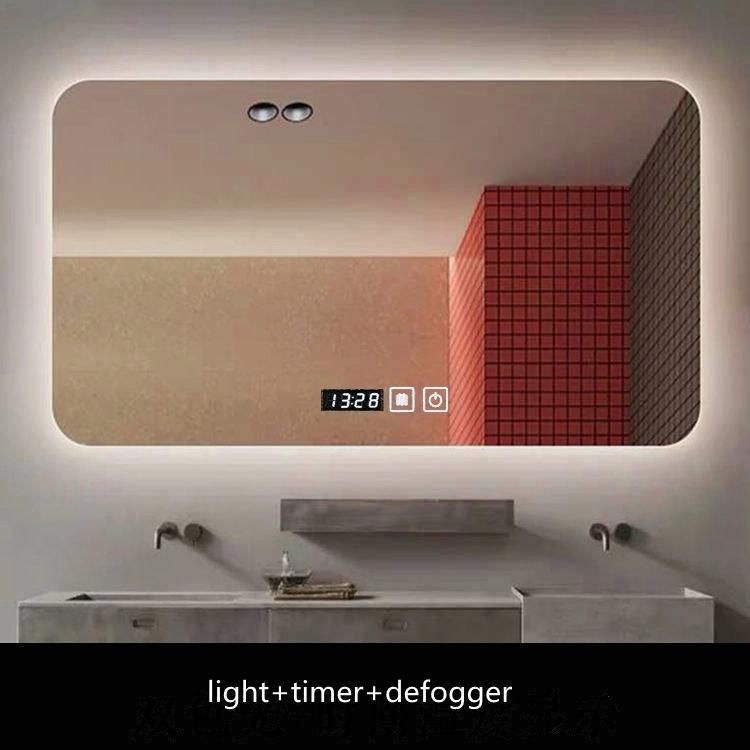 Wall Silver Smart LED Laminated Defogger Timer Furniture Bathroom Mirror