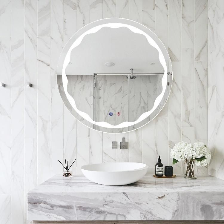 Compact LED Round Copper-Free Silver Mirror for Bathroom