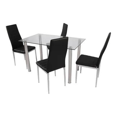 Free Sample Modern 4 Seater Glass Top Dining Table