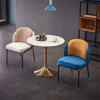 Hotel Table Coffee Shop Marble Top Metal Gold Stainless Steel Side End Table