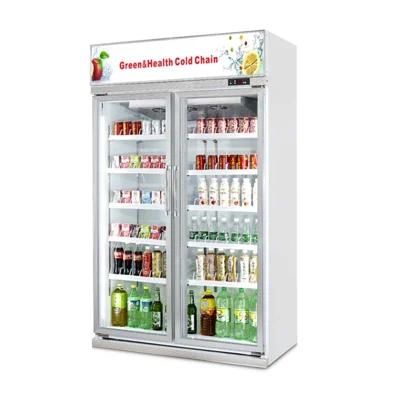 Wholesalepepsi Glass Door Cola Showcase Refrigerator Green Energy Drink Display Fridge