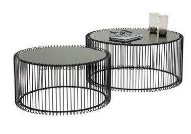 Toughened Glass Black Round Tea Table (M-X3775)