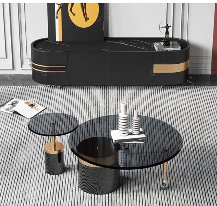 Steel Multifunctional Coffee Table and End Table Set with Wheels