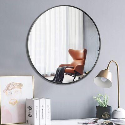 Wall-Mounted Large Round Mirror Decorative Make-up Framed Mirror with Black Frame for Bedroom, Bathroom Entryway and Dining Room