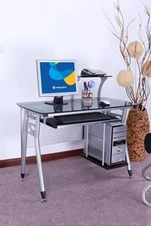 Metal Black Glass Computer Desk