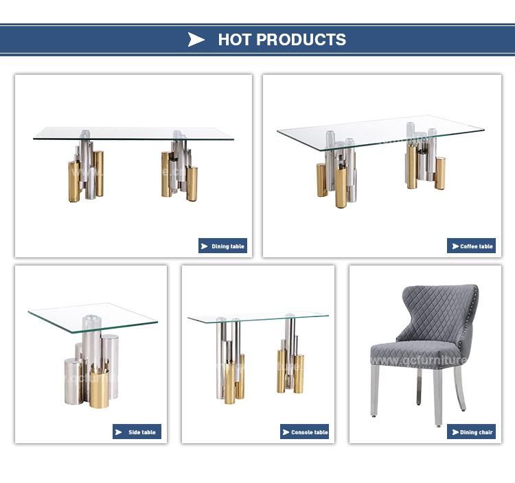 Dining Table Set for Home Furniture Glass Dining Table with Stainless Steel Legs