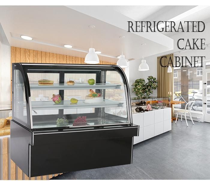 Curved Type Commercial Three-Layer Refrigeration Cake Display Showcase