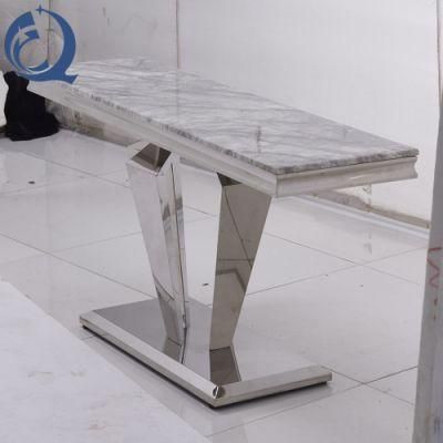 Mirrored Stainless Steel Silver Console Table