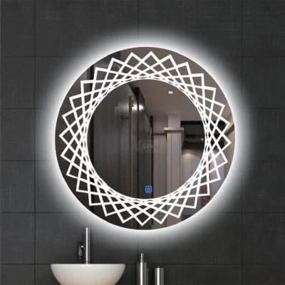 Wall Mirror Modern Hotel Round Decoration Makeup Light Glass Bathroom Simple Silver LED Mirror