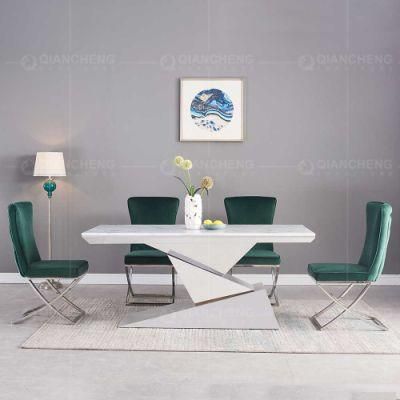 Malasia Stainless Steel Diningroom Table Dining Set with Marble