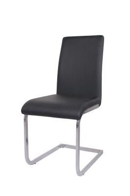Modern Home Office Furniture Black PU Leather Dining Chair with Metal Legs