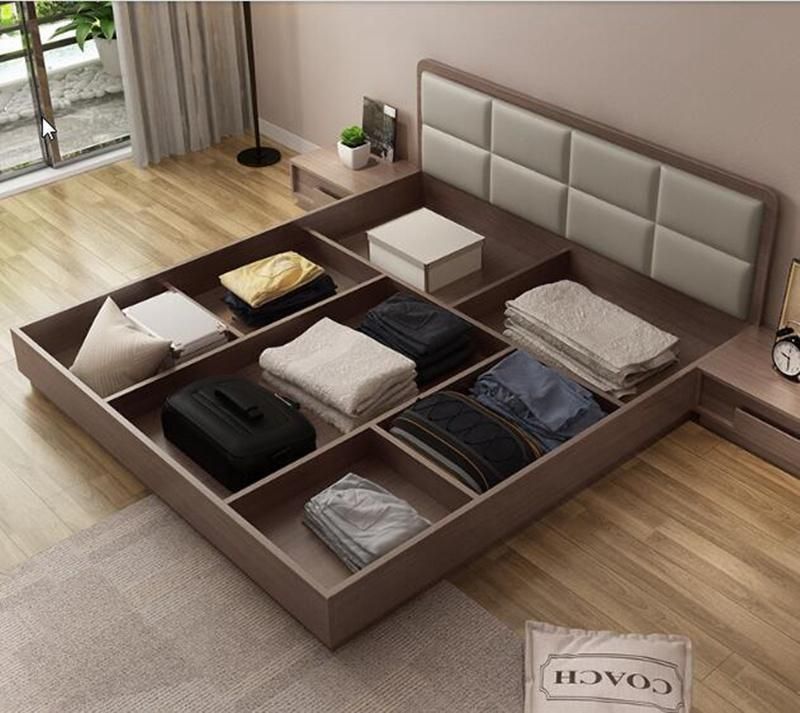 Wholesale Modern Design Single Size Wall Bed Bedroom Hotel Apartment Furniture Wooden Sofa Double Size Beds