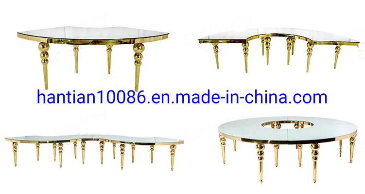 New Design LED Light Inside Home Furniture Black Glass and Silver Stainless Steel Dining Table