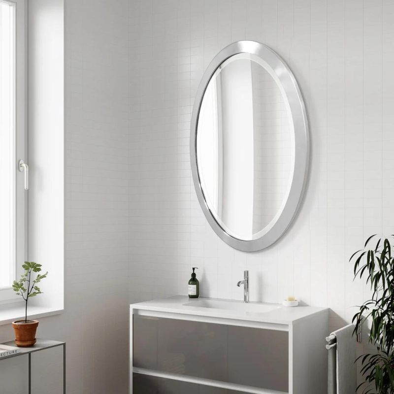 Oval Frame Stainless Steel Modern Wall Mirror Bathroom with Steel for Bathroom Beveled Mirror