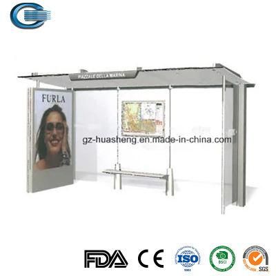 Huasheng Small Bus Stop Shelters China Steel Bus Stop Shelter Manufacturers Outdoor Carport Car Wash Shelter with LED Light