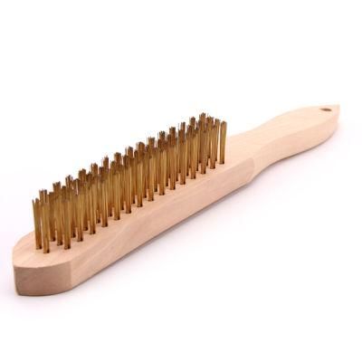 Brass Brush Wire Shank Steel Wire Brush with Wooden Handle