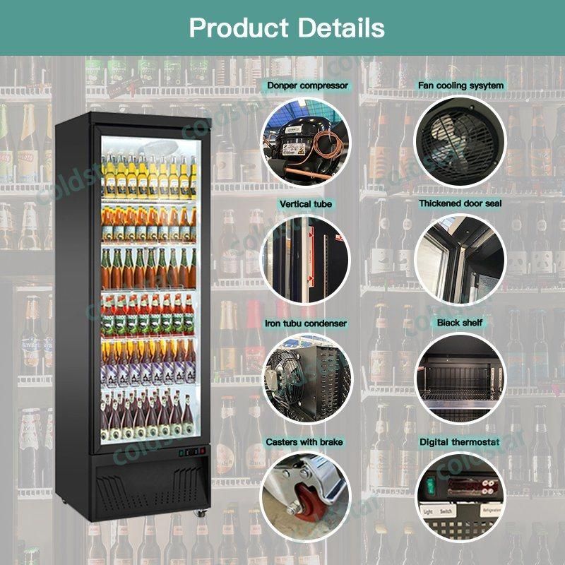 Embraco Compressor R290 Soft Drink Display Fridge 1500L Glass Door Refrigerator Showcase