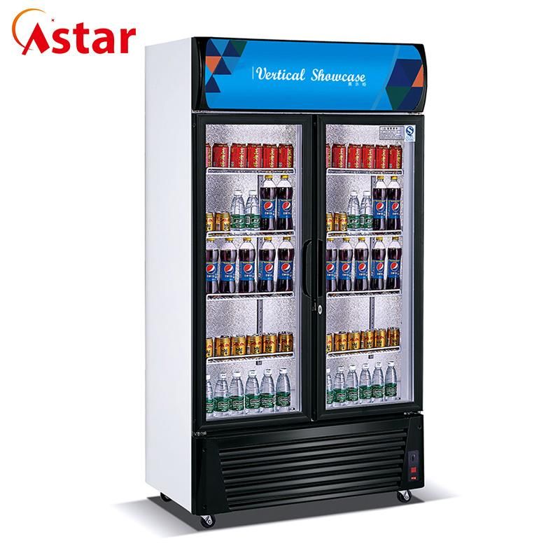 Two Glass Doors Beverage Showcase for Supermarket Drink Chiller Showcase