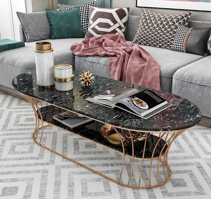 Glass Coffee Table Modern Light Luxury Wrought Iron Small Apartment Double