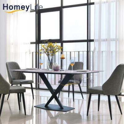 Industrial Family Modern Dining Furniture Glass Table Marble Dining Table