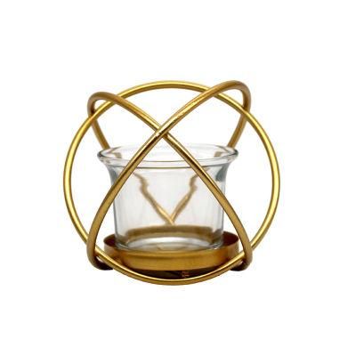 Iron and Glass Orbits Hurricane Candle Holder, Removable Glass Hurricane