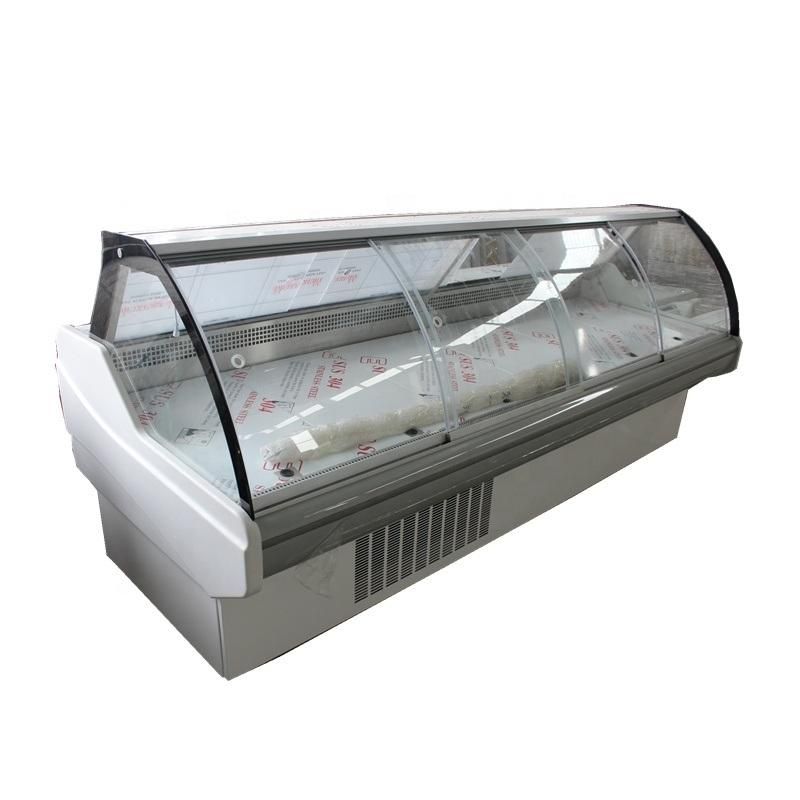 Commercial Curved Glass Deli Food Cold Display Showcase for Supermarket