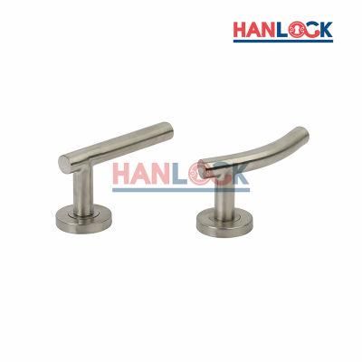 Brushed Chrome Stainless Steel and Wood Internal Door Handle Set on Rose