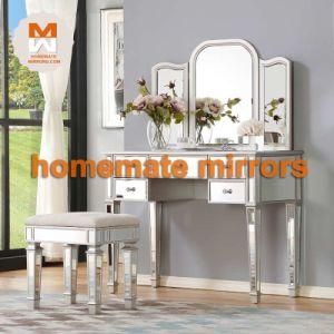 Top Quality Cheap Price Venetian Furniture Glass Mirror Dressing Table with Drawer