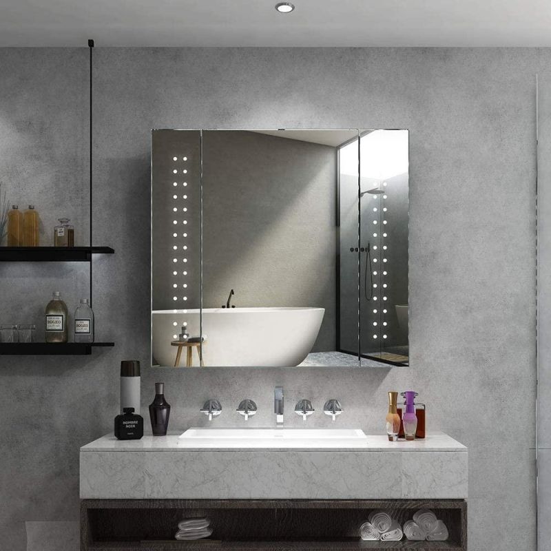 New Design High Quality LED Bathroom Mirror Cabinet Wall Mounted Cabinet for Ajustable Glass Shelf