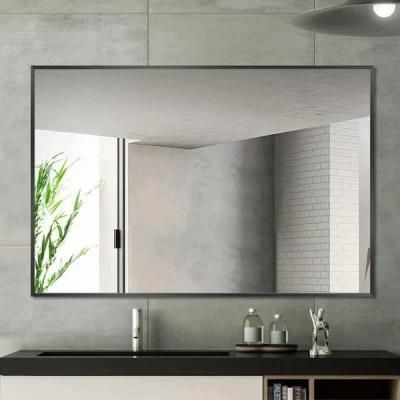 Aluminum Alloy Black Golden Rose Golden Frame Rectangular Wall Mounted Bathroom Mirror