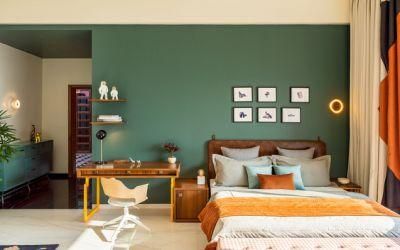 Morocco Design Apartment Package Furniture Set Olive Green Cabinet Bedroom Furniture Cobalt Blue Table Home Furniture Set