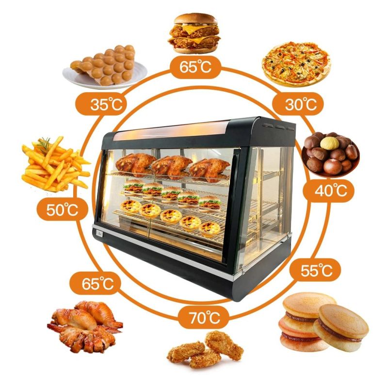 CE Approved Curved Glass Hot Food Warmer Display Showcase with Ld-R60-1