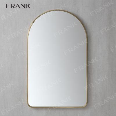 Bathroom Mirror with Metal Frame Design Decorative Glass