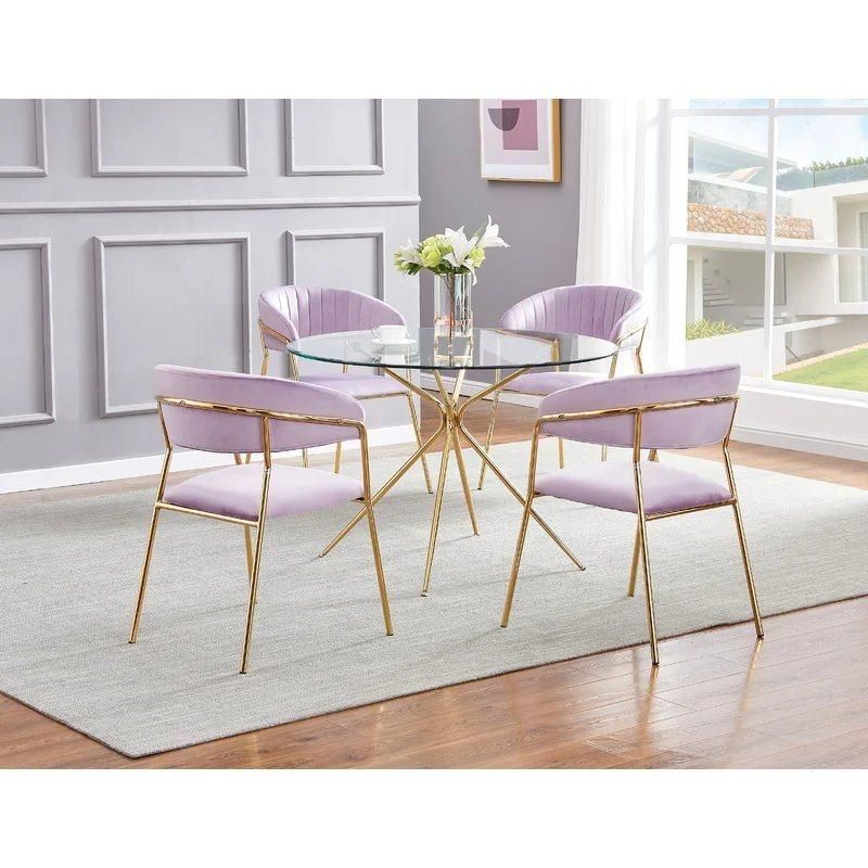 Nordic Design Modern Glass Dining Room Furniture 4 Chairs Tisch Meja Makan Round Glass Dining Table Set