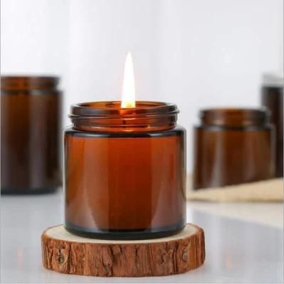 Home Decoration Amber Candle Holder Glass Candle Holder with Metal Lid 100 Ml 2000 Ml 300 Ml Candle Holder