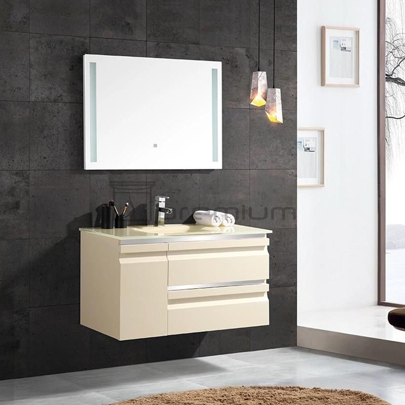 Sp-5329y Lacquer Finish PVC Glass Bathroom Vanity Cabinet on Sale