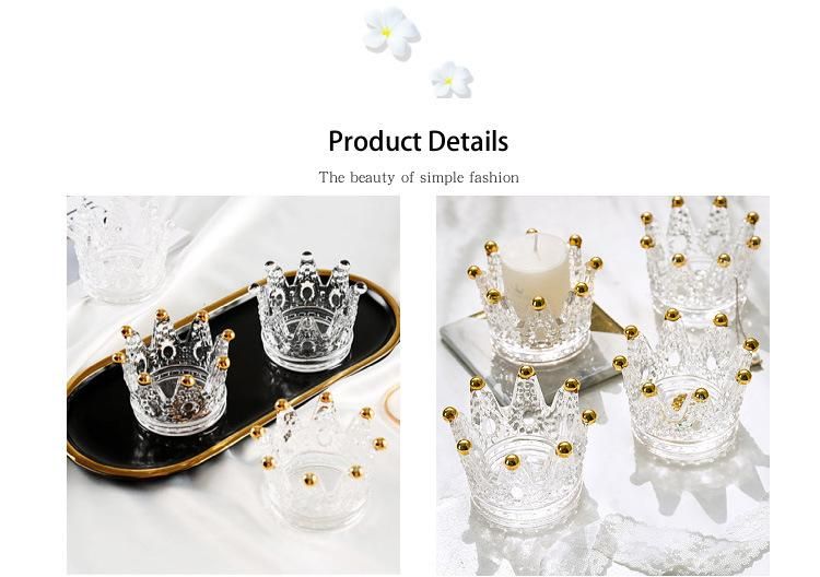 Wholesale Crown Shape Glass Candle Holder for Home Decor