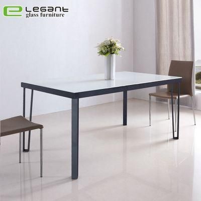 Super White Glass Dnining Table with Iron Legs