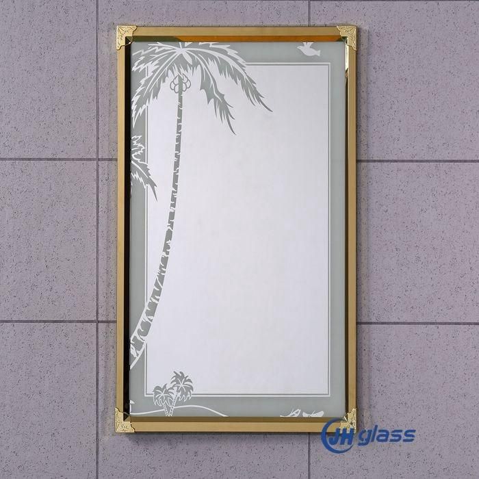 Hotel Decorative Wall Mounted 4mm Silver Mirror Framed Bathroom Mirror