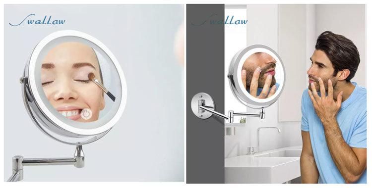 Makeup Mirrors LED Wall Mounted Extending Folding Double Side LED Light Mirror, Anti Fog Mirror