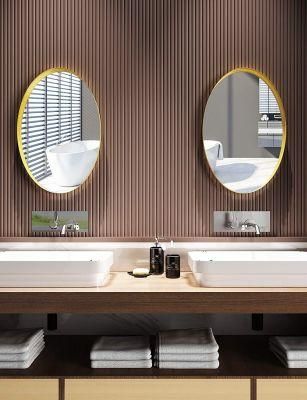 Simple and Modern Design Oval Wall Mirror Modern Gold Bathroom Mirror with Stainless Steel Metal Frame Deep Set Design