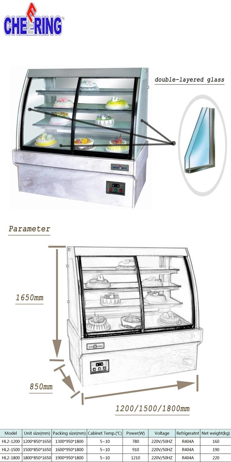 Stainless Steel Front Door Cooler Display Cake Showcase