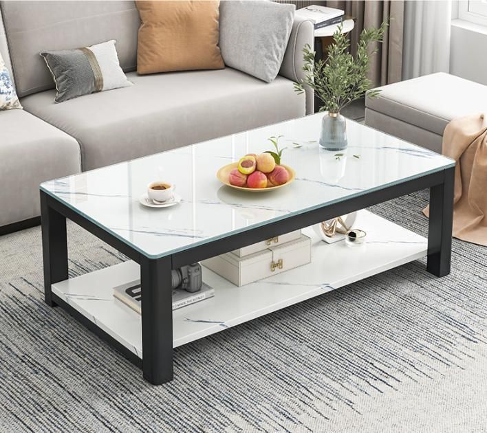 Coffee Table Table Living Room Household Simple Small Table Small Coffee Table Simple Modern Small Apartment Net Red Tempered Glass Coffee Table