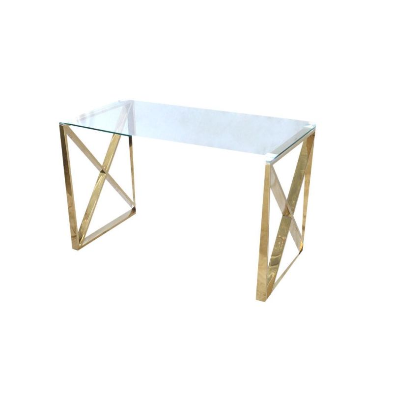 Luxury Design Home Furniture Glass Golden Stainless Steel Dining Table for Outdoor