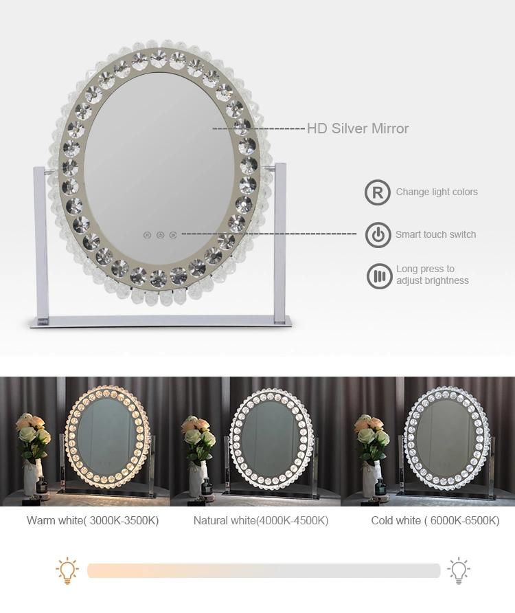 Hairdressing Furniture Diamond Styling Crystal Makeup LED Home Decoration Mirror