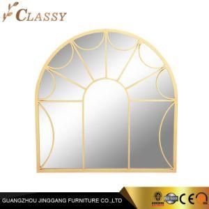 Metal Stainless Steel Frame Mirror in Window Shape Design for Bathroom