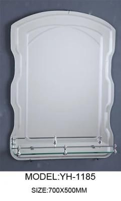 Wall Mounted Glass Bathroom Mirror with Engraved Lines